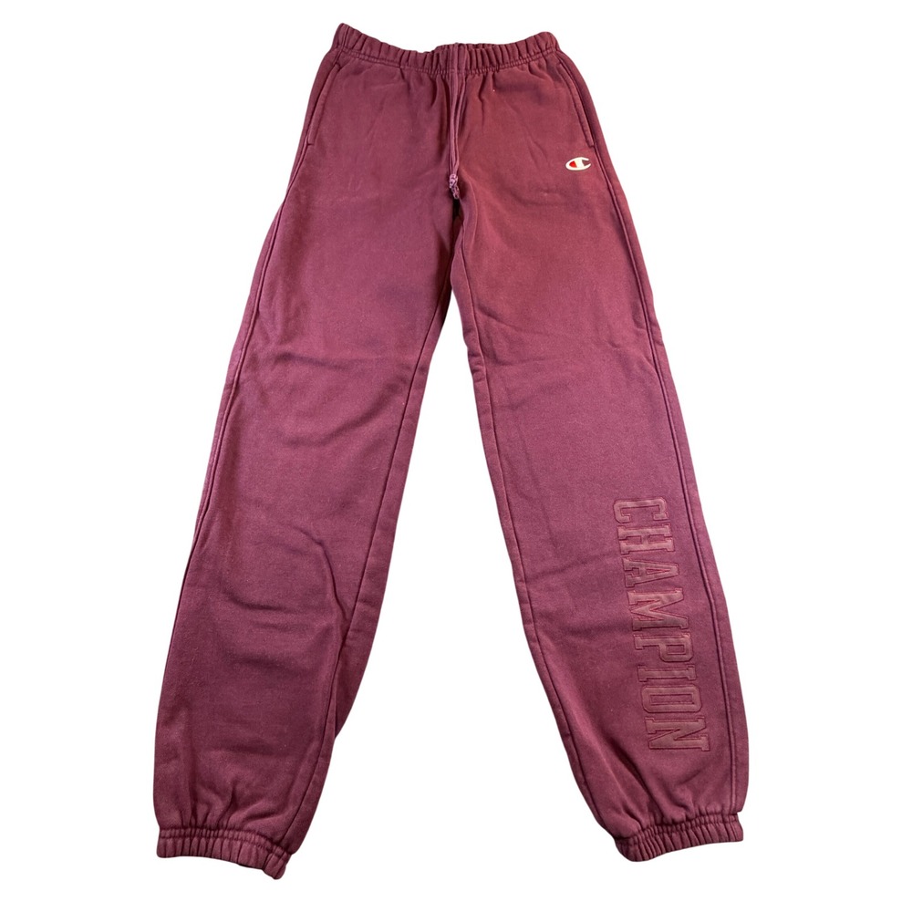 Champion Mens Maroon Fleece Joggers Embossed Logo Sweatpants Burgundy